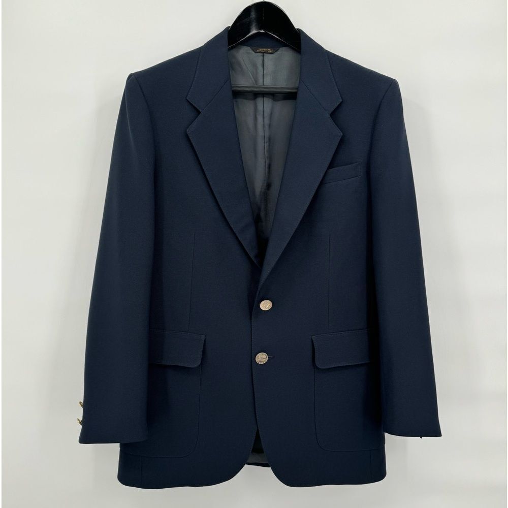 Levis Blazer Mens 44L Navy Blue Action Suit Sports Coat Two Button VTG